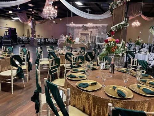 All-inclusive quinceañera hall setup with elegant decorations at La Hacienda Gainesville