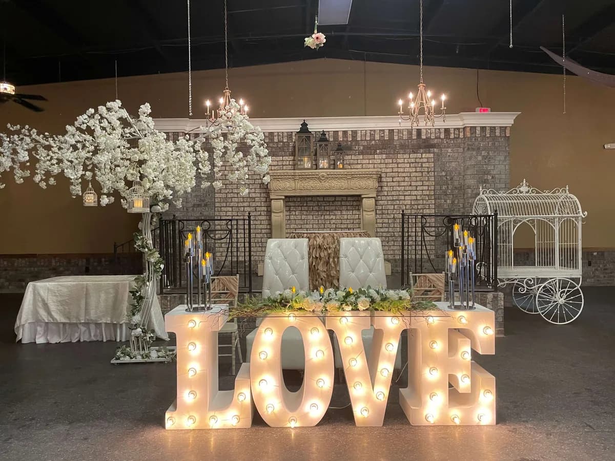Wedding styled setup with LOVE sign La Hacienda